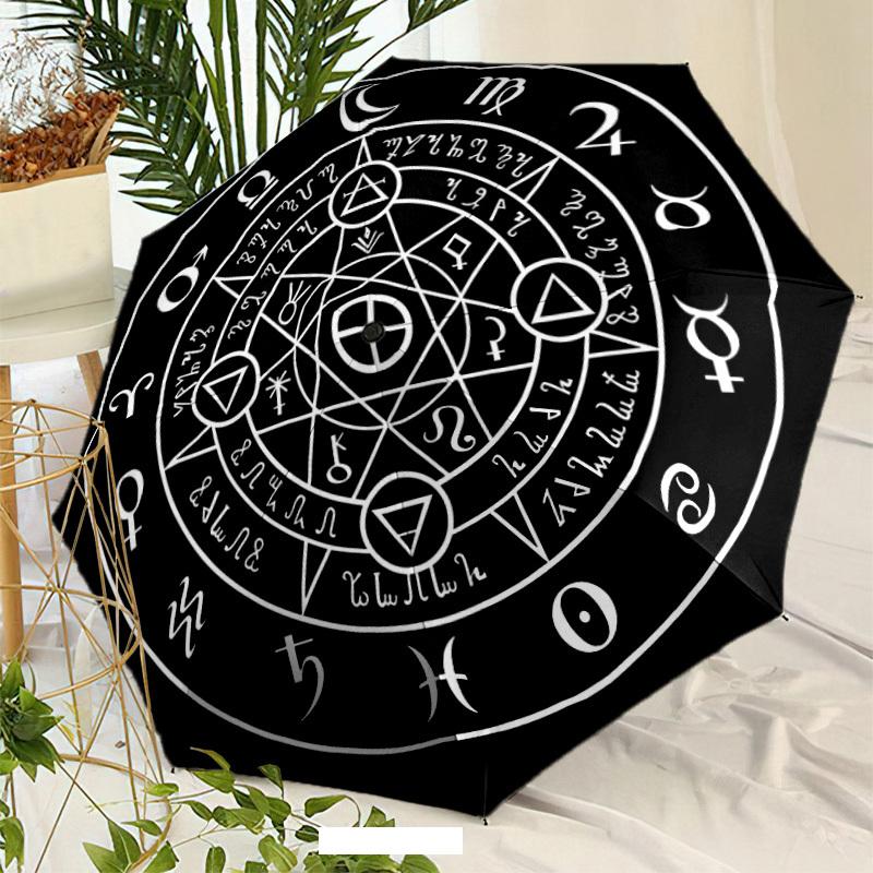 Automatic Open/Close Umbrella with One-Touch Button - Gothic Occult Tarot Design (Pentagram/Male/Female Symbols) - 8-Rib Windp Iron&8K
Automatic Open/Close Umbrella with One-Touch Button - Gothic Occult Tarot Design (Pentagram/Male/Female Symbols) - 8-Rib Windp Iron&8K