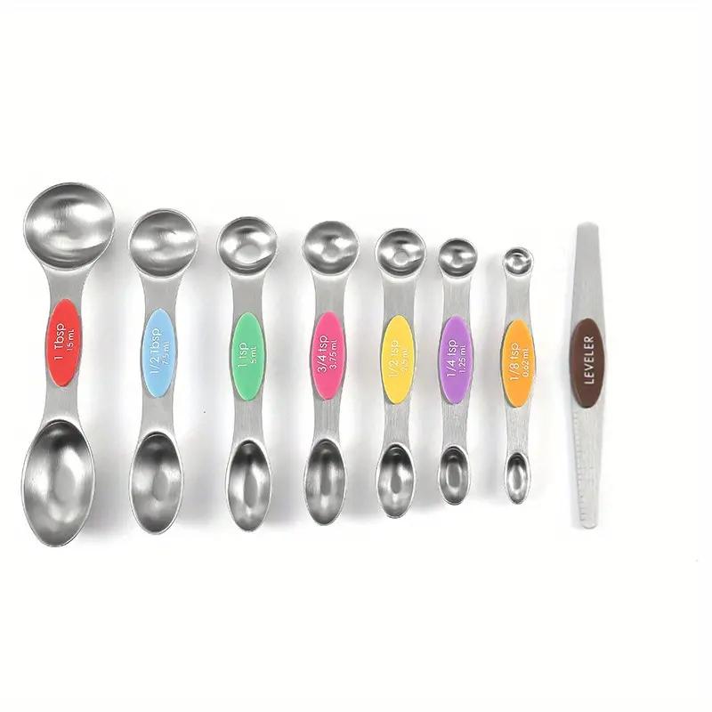 8pcs Magnetic Measuring Spoons Set, Stainless Steel, Dual Sided For Liquid And Dry Food
8pcs Magnetic Measuring Spoons Set, Stainless Steel, Dual Sided For Liquid And Dry Food