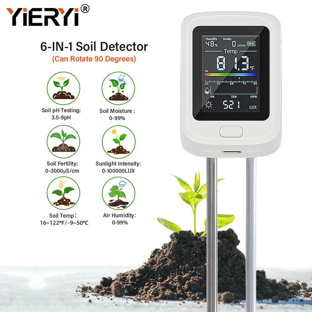 Yieryi 6-в-1 тестер почвы для pH, влажности, плодородия, освещенности, влажности, температуры с ЖК-дисплеем для сада, фермы, посадки
Yieryi 6-в-1 тестер почвы для pH, влажности, плодородия, освещенности, влажности, температуры с ЖК-дисплеем для сада, фермы, посадки