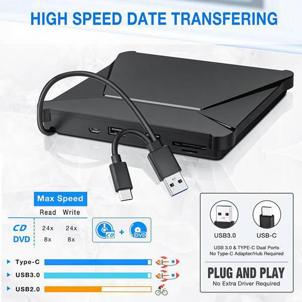 Внешний DVD-привод с USB 3.0 и Type-C, Пластик, Цвет: Как показано (1 комплект) Other
Внешний DVD-привод с USB 3.0 и Type-C, Пластик, Цвет: Как показано (1 комплект) Other