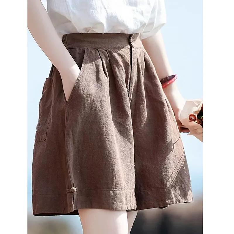 Women s Summer High-Waisted Casual Wide-Leg Cropped Pants Loose-Fit Slimming Solid Color Vintage Cotton-Linen Blend Shorts S
Women s Summer High-Waisted Casual Wide-Leg Cropped Pants Loose-Fit Slimming Solid Color Vintage Cotton-Linen Blend Shorts S