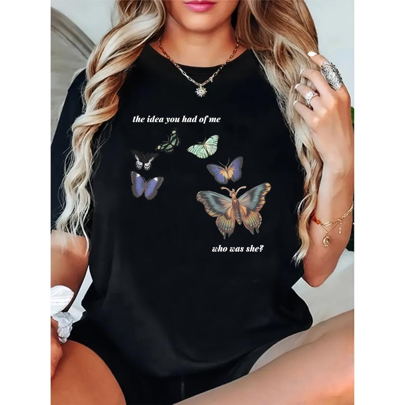 European sizes Women s Butterfly Graphic Cotton T-Shirt - Casual Short Sleeve Crew Neck Tee with Inspirational Quote, 4XL чорний
European sizes Women s Butterfly Graphic Cotton T-Shirt - Casual Short Sleeve Crew Neck Tee with Inspirational Quote, 4XL чорний