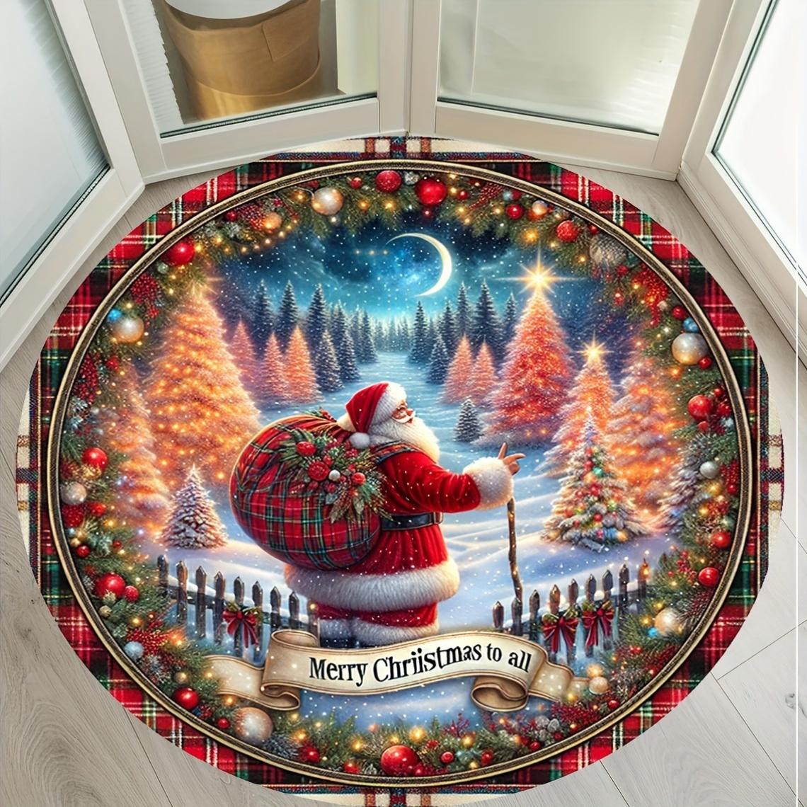 Santa with Sack Round Rug, Red Black Plaid Border Mat for Living Room, Bedroom Decor, Merry Christmas Holiday Home Accent Diameter 60cm
Santa with Sack Round Rug, Red Black Plaid Border Mat for Living Room, Bedroom Decor, Merry Christmas Holiday Home Accent Diameter 60cm