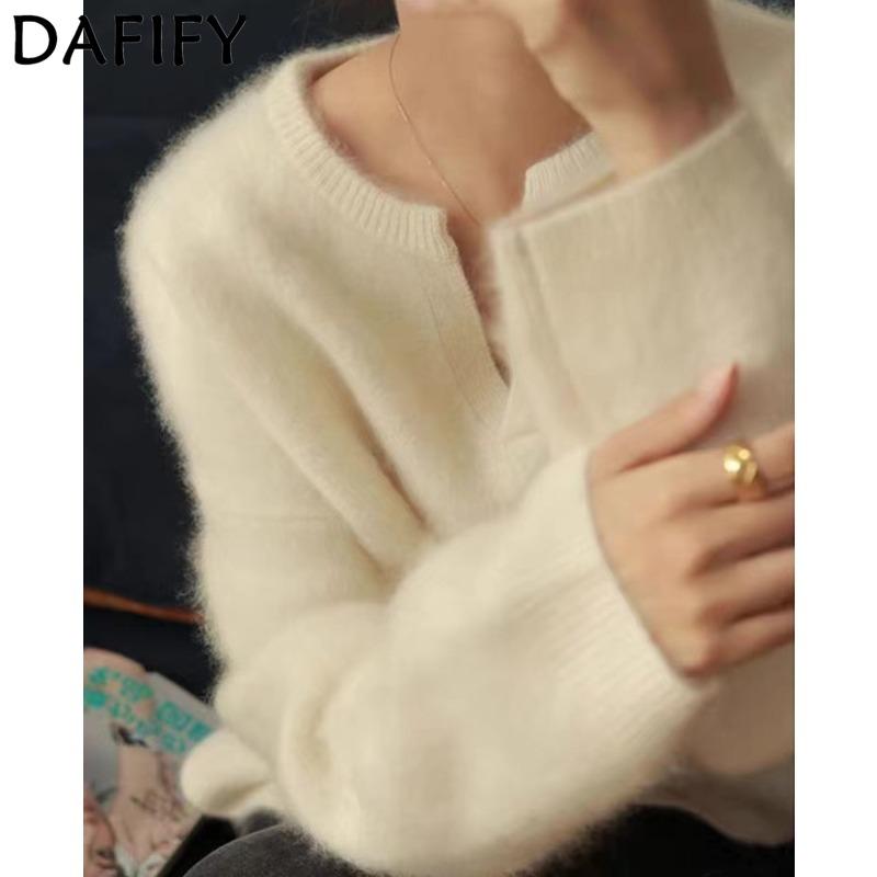 DAFIFY Женская мода повседневная осень-зима однотонный принт длинный рукав V-образный вырез свитера One size бежевый 
DAFIFY Женская мода повседневная осень-зима однотонный принт длинный рукав V-образный вырез свитера One size бежевый