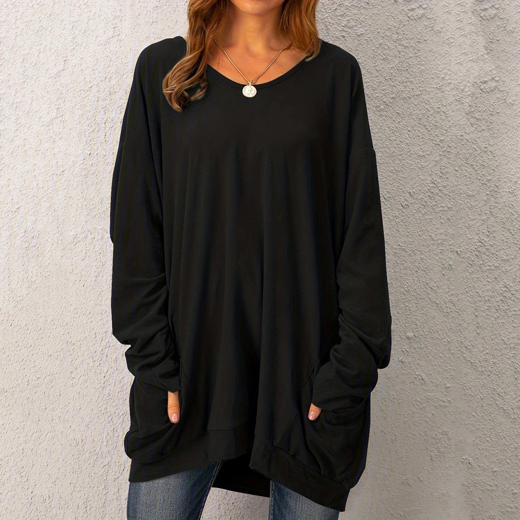 2023 Autumn Solid Color Long-Sleeve Round Neck Pocket Pullover Top - Women s Casual Fashion Small чёрный
2023 Autumn Solid Color Long-Sleeve Round Neck Pocket Pullover Top - Women s Casual Fashion Small чёрный