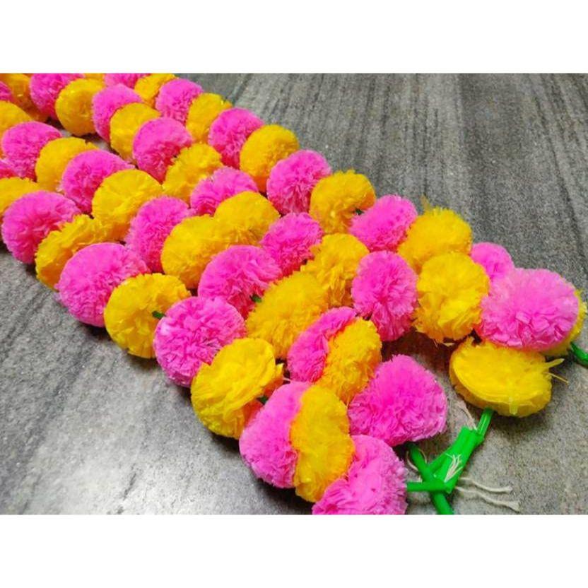 Искусственные цветы бархатца для украшения Длинный торан индийский genda phool для свадьбы и фестиваля | Длина 4-8 футов | Розовый+Желтый | 5 нитей Set of 5
Искусственные цветы бархатца для украшения Длинный торан индийский genda phool для свадьбы и фестиваля | Длина 4-8 футов | Розовый+Желтый | 5 нитей Set of 5