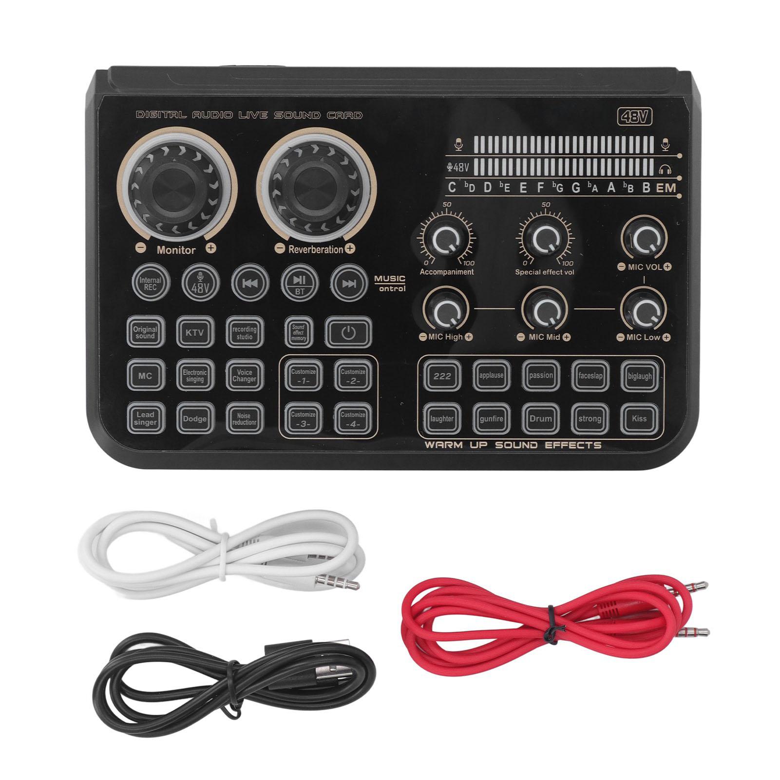 Live Sound Card Noise Reduction with Color Effect Light Broadcast Sound Card for Phone Computer
Live Sound Card Noise Reduction with Color Effect Light Broadcast Sound Card for Phone Computer