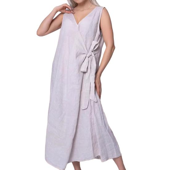 Women s Sleeveless Cotton Linen Midi Dress Loose V-Neck Tie Waist Wrap Dress Summer Casual Beach Sundress S светло-серый
Women s Sleeveless Cotton Linen Midi Dress Loose V-Neck Tie Waist Wrap Dress Summer Casual Beach Sundress S светло-серый