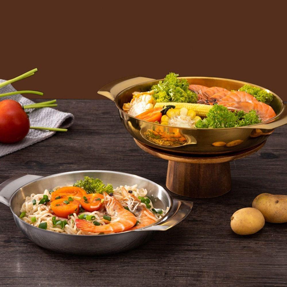 Silver/gold Cooking Pan Conjoined Double Handles Soup Basin Cookware Korean Style Pot Seafood 18cm срібний
Silver/gold Cooking Pan Conjoined Double Handles Soup Basin Cookware Korean Style Pot Seafood 18cm срібний