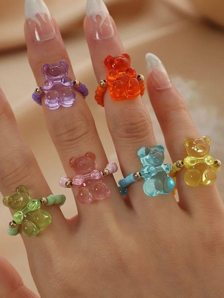 Cute 6 Sets Of Women Cute Romantic Bear Rings Innovative Jelly Color Resin Adjustable Ring Jewelry Gift For Girls Cartoon Rings
Cute 6 Sets Of Women Cute Romantic Bear Rings Innovative Jelly Color Resin Adjustable Ring Jewelry Gift For Girls Cartoon Rings