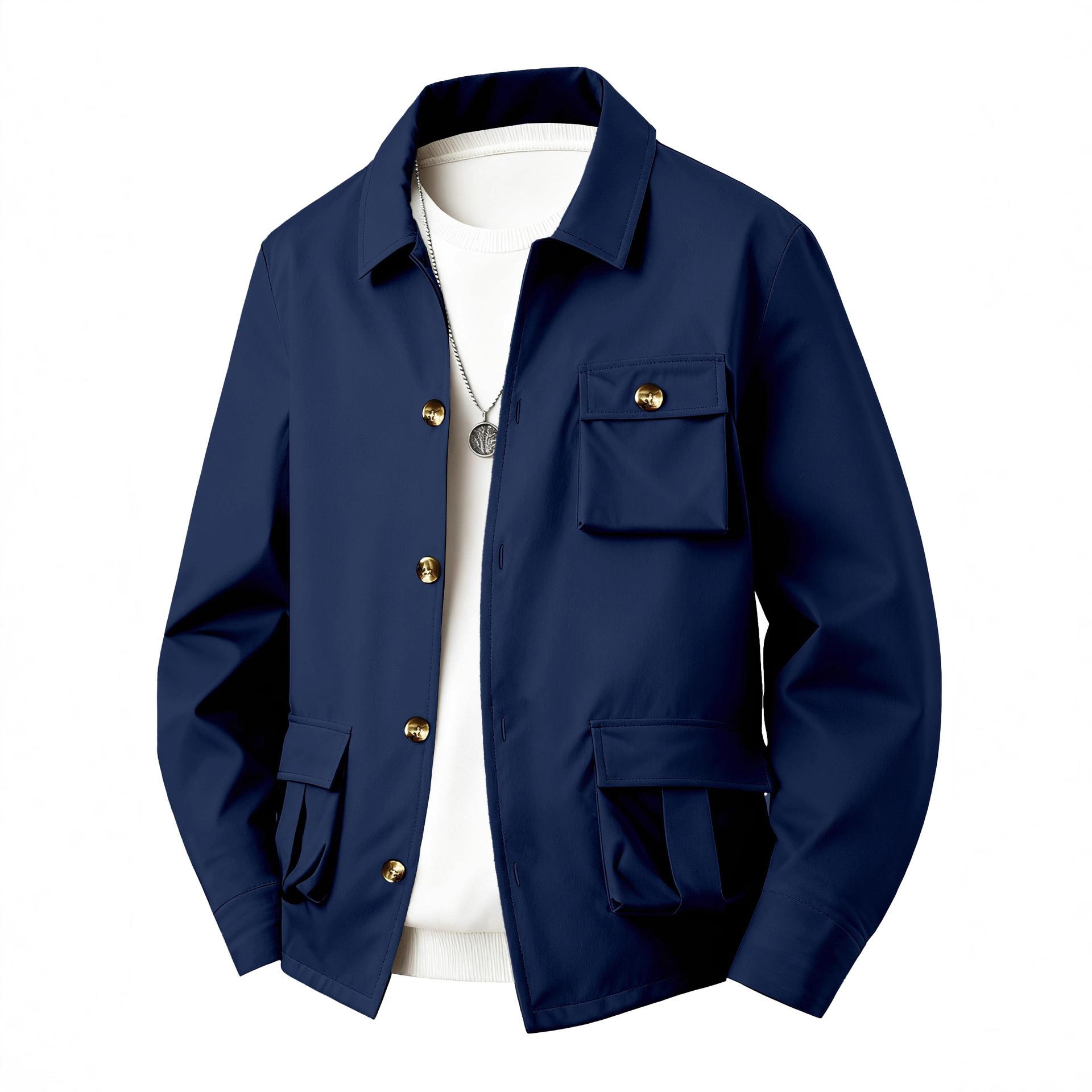 Men s Solid Color Multi-Pocket Workwear Simple Style Long Sleeve Casual Versatile Waterproof Jacket XXXL темно-синього кольору
Men s Solid Color Multi-Pocket Workwear Simple Style Long Sleeve Casual Versatile Waterproof Jacket XXXL темно-синього кольору