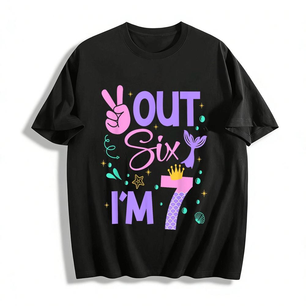 Peace Out Six I m 7 Mermaid Theme Kids Birthday Party Tee Pure cotton T-shirt XXS
Peace Out Six I m 7 Mermaid Theme Kids Birthday Party Tee Pure cotton T-shirt XXS