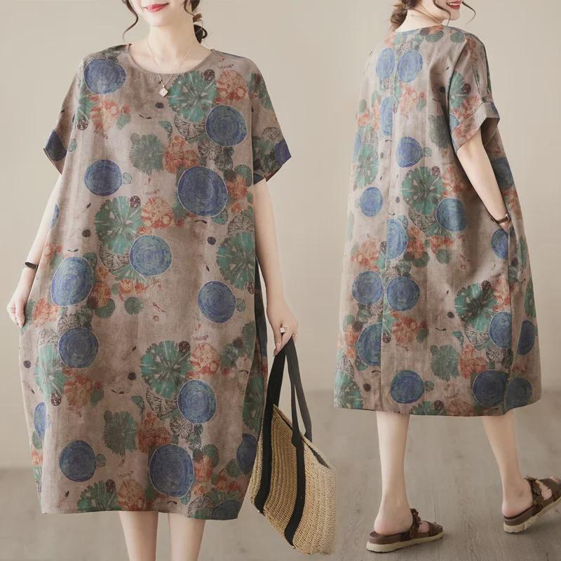 2023 Summer Plus Size Cotton Linen Print Dress - Retro Ethnic Style for Women Plus Size Free Size
2023 Summer Plus Size Cotton Linen Print Dress - Retro Ethnic Style for Women Plus Size Free Size