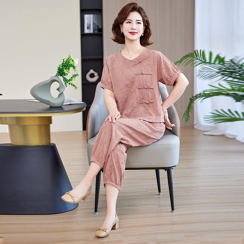 Stylish Summer Cotton Linen Set for Women: Short Sleeve Top for Middle-Aged and Elderly 2XL (95-115 jin)
Stylish Summer Cotton Linen Set for Women: Short Sleeve Top for Middle-Aged and Elderly 2XL (95-115 jin)