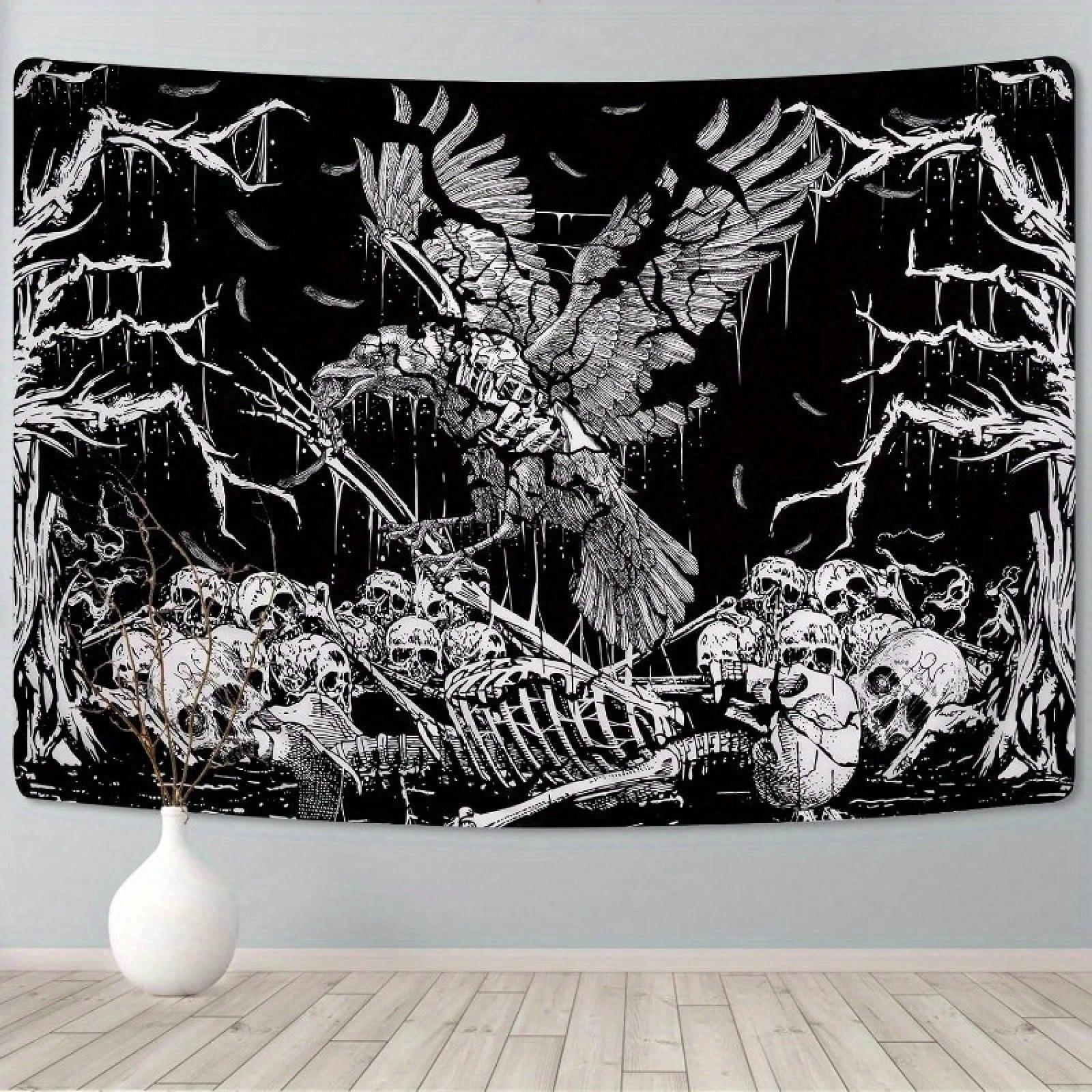 1 Piece Crow Skull Wall Tapestry Black White Polyester Hanging Decor with Crow Skull Branch Patterns for Hippie Room 74x94cm(29x37in)
1 Piece Crow Skull Wall Tapestry Black White Polyester Hanging Decor with Crow Skull Branch Patterns for Hippie Room 74x94cm(29x37in)