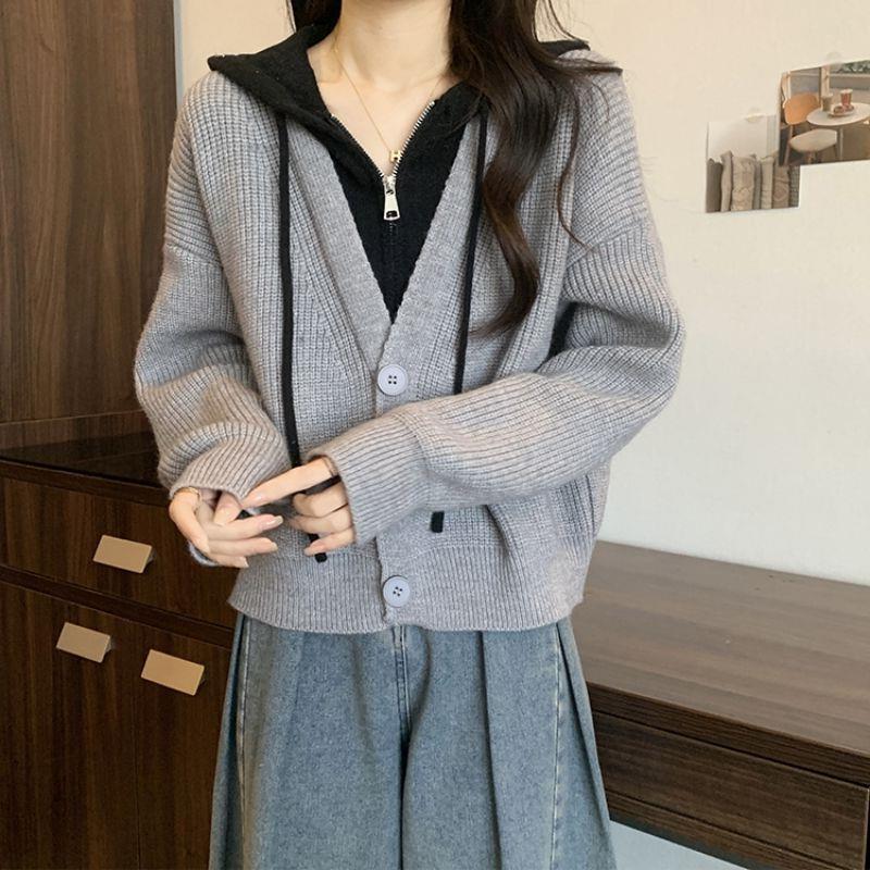 Design Sense Short Section Hooded Sweater Jacket Women Fall and Winter Thin Zipper False Two Piece Knitted Cardigan Tops Women One Size бежевий
Design Sense Short Section Hooded Sweater Jacket Women Fall and Winter Thin Zipper False Two Piece Knitted Cardigan Tops Women One Size бежевий