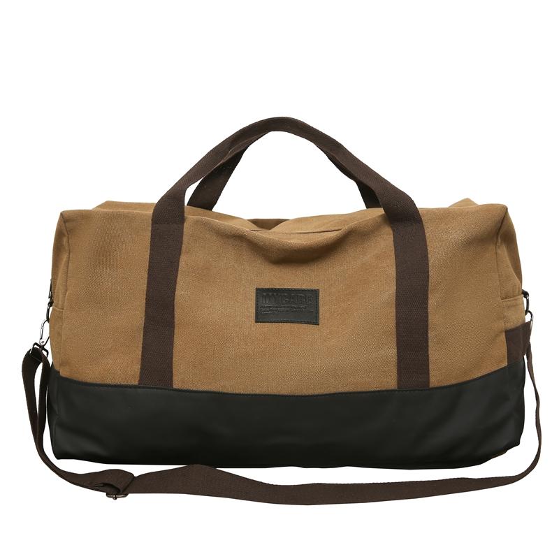 Холщовая дорожная сумка мужская портативная сумка на плечо большой емкости сумка для коротких поездок рюкзак в стиле пэчворк коричневый