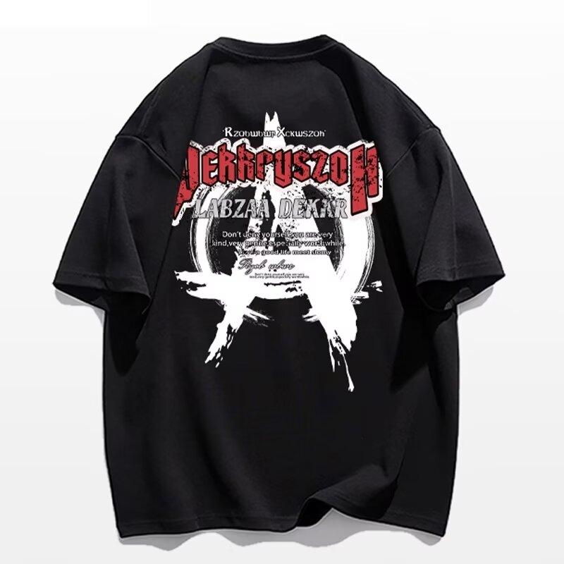 Футболка с короткими рукавами, модная брендовая свободная футболка для пар, унисекс, футболка с половиной рукавов, топ 2024 3XL темно-серого