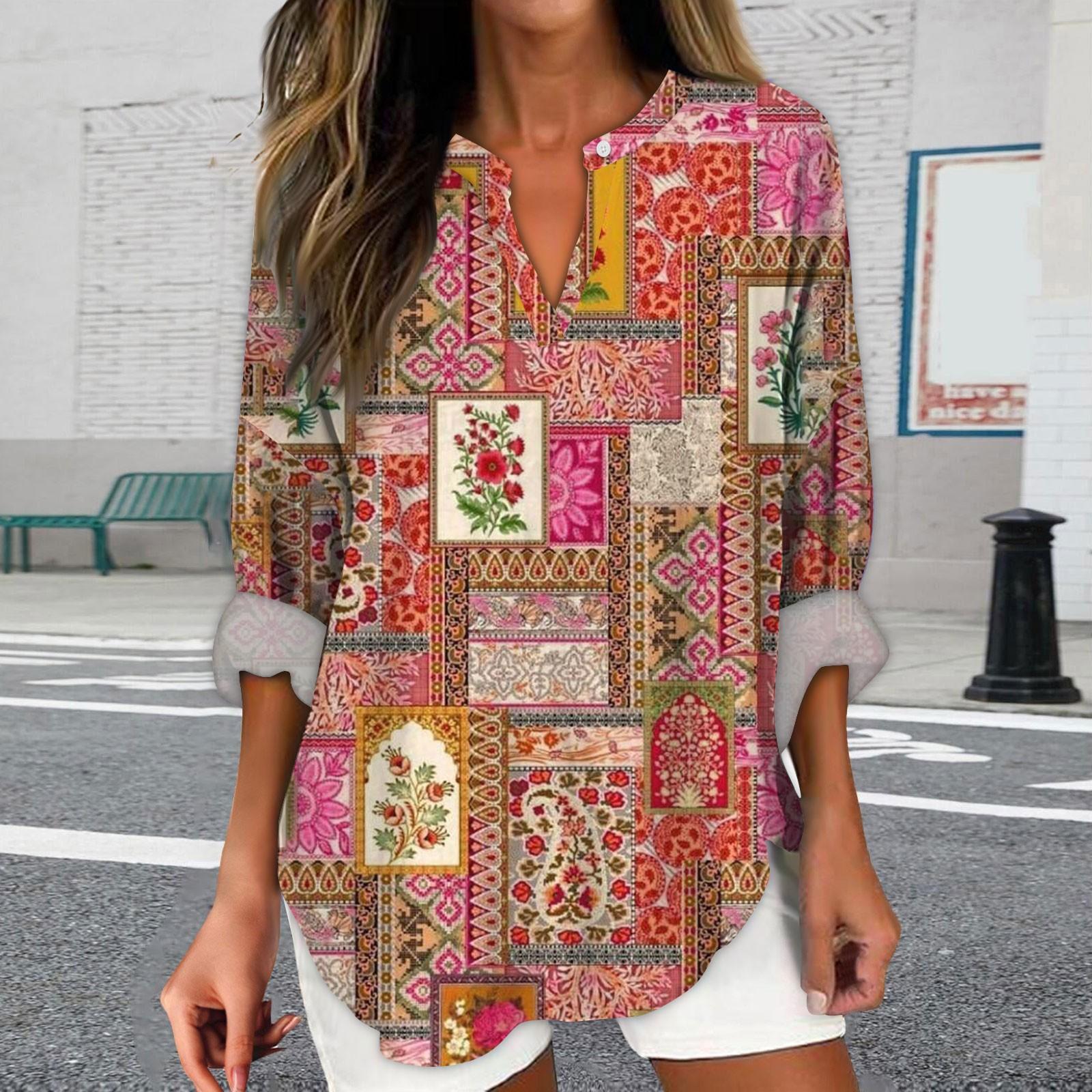 Womens Long Sleeve Tops Textured Print Shirts Dressy V Neck Shirts XL кавун червоний колір
Womens Long Sleeve Tops Textured Print Shirts Dressy V Neck Shirts XL кавун червоний колір