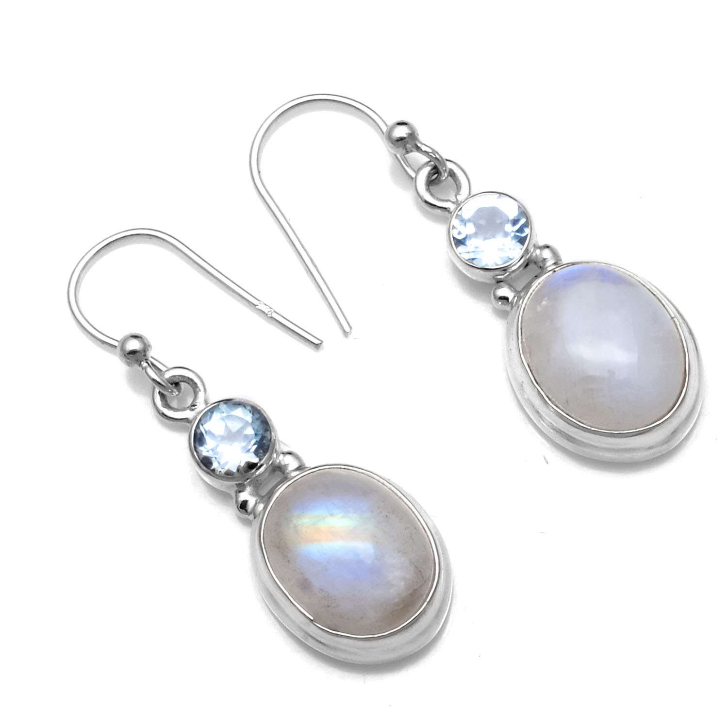 Rainbow Moonstone, Blue Topaz Gemstone Earrings Solid 925 Sterling Silver Handmade Earrings Jewelry Gift For Women And Girls E-703
Rainbow Moonstone, Blue Topaz Gemstone Earrings Solid 925 Sterling Silver Handmade Earrings Jewelry Gift For Women And Girls E-703