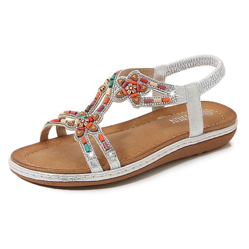 Women Rhinestone Bohemian Summer Sandals Round Toe Elastic Band Flat Sandals Lady Office Daily Outdoor Comfortable Rome Sandals 41 срібний
Women Rhinestone Bohemian Summer Sandals Round Toe Elastic Band Flat Sandals Lady Office Daily Outdoor Comfortable Rome Sandals 41 срібний