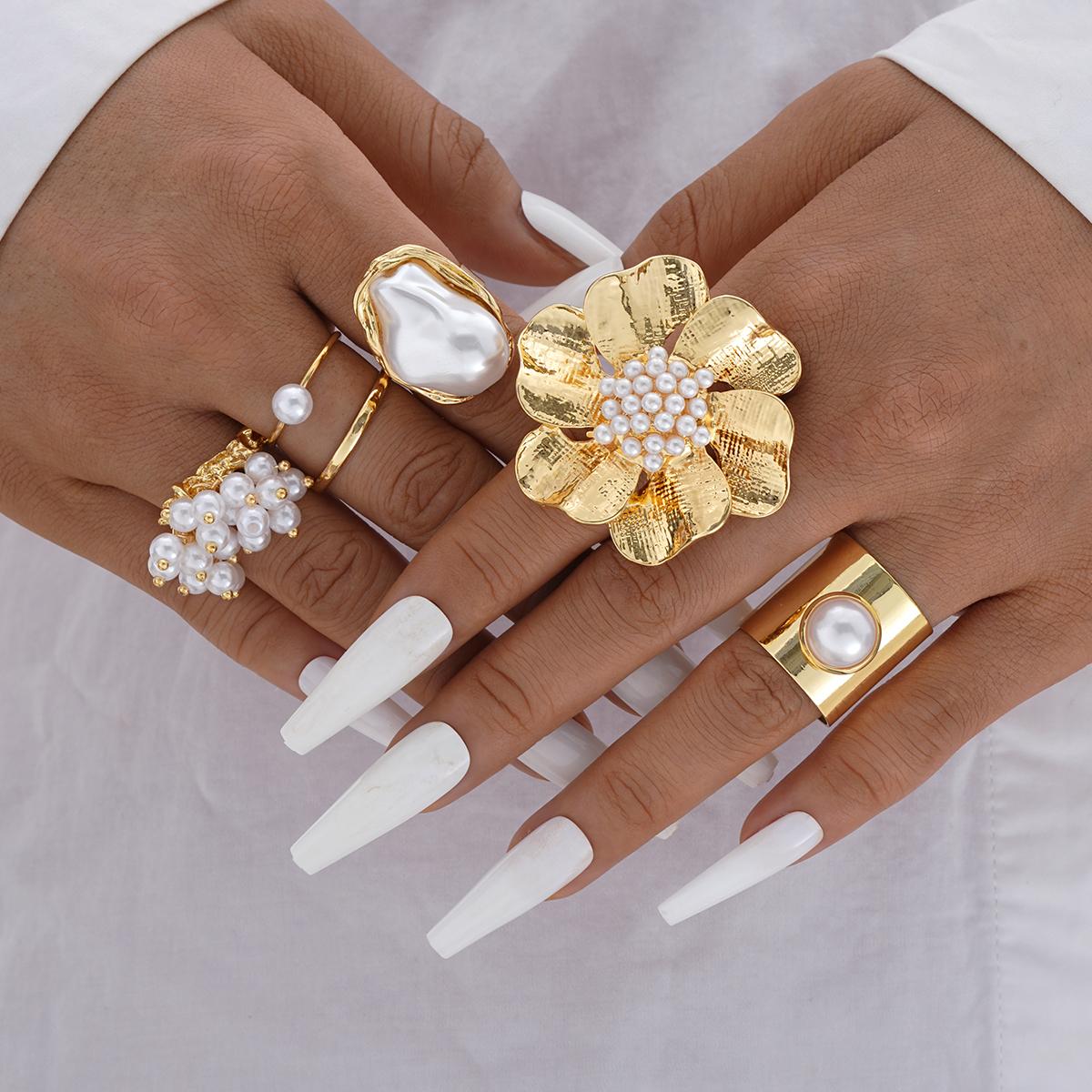 6/7 PCS Geometric Flower Imitation Pearl Rings For Women Vintage Irregular Gold Color Rings Sets Fashion Elegant Party Jewelry
6/7 PCS Geometric Flower Imitation Pearl Rings For Women Vintage Irregular Gold Color Rings Sets Fashion Elegant Party Jewelry