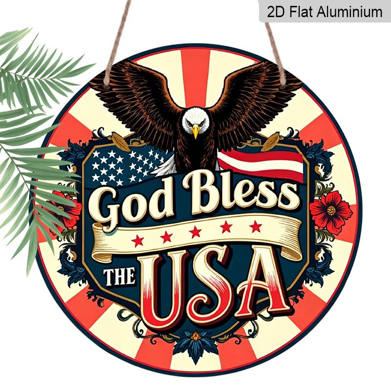 2D Flat, God Bless America Patriotic Metal Sign, Round Aluminum Wall Decor with American Flag Floral Design, Perfect for Independence Day, Veterans 7.87×7.87inch
2D Flat, God Bless America Patriotic Metal Sign, Round Aluminum Wall Decor with American Flag Floral Design, Perfect for Independence Day, Veterans 7.87×7.87inch
