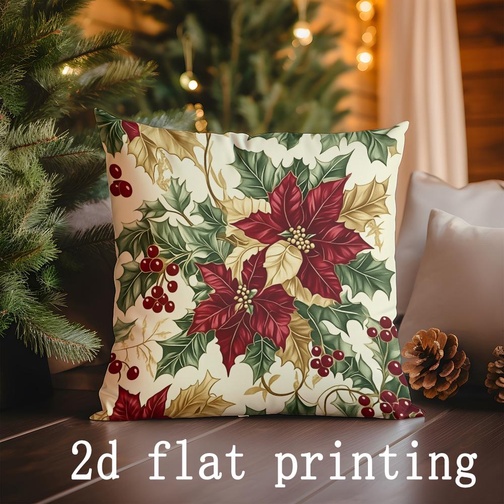 Home Decor Christmas Wreath & Poinsettia Pillow Covers Pattern Cushion Cover Suitable for Sofa Bedroom Car Pillow Cover 16x16Inch
Home Decor Christmas Wreath & Poinsettia Pillow Covers Pattern Cushion Cover Suitable for Sofa Bedroom Car Pillow Cover 16x16Inch