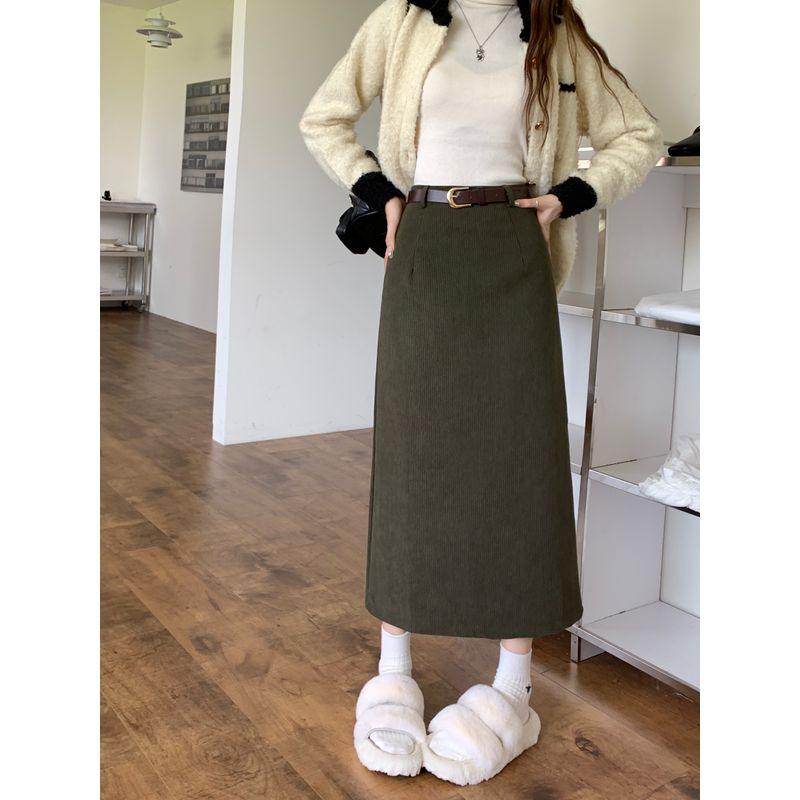 Kumikumi Maillard Retro Corduroy High Waist Skirt Women clothes Autumn Slimming All-Match Straight Midi dress Green L
Kumikumi Maillard Retro Corduroy High Waist Skirt Women clothes Autumn Slimming All-Match Straight Midi dress Green L