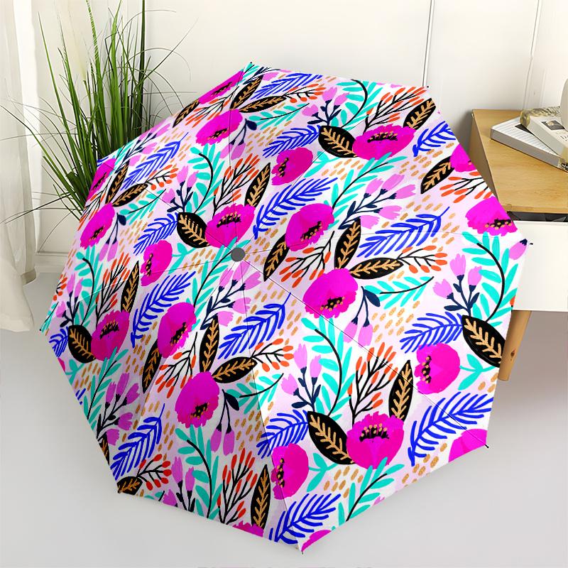 Colorful Floral Patterned Fabric, Bright Pink, Blue, Orange, and Gold Flowers with Leaves on White BackgroundUmbrella, Cute Umbrella with Cute Design,
Colorful Floral Patterned Fabric, Bright Pink, Blue, Orange, and Gold Flowers with Leaves on White BackgroundUmbrella, Cute Umbrella with Cute Design,