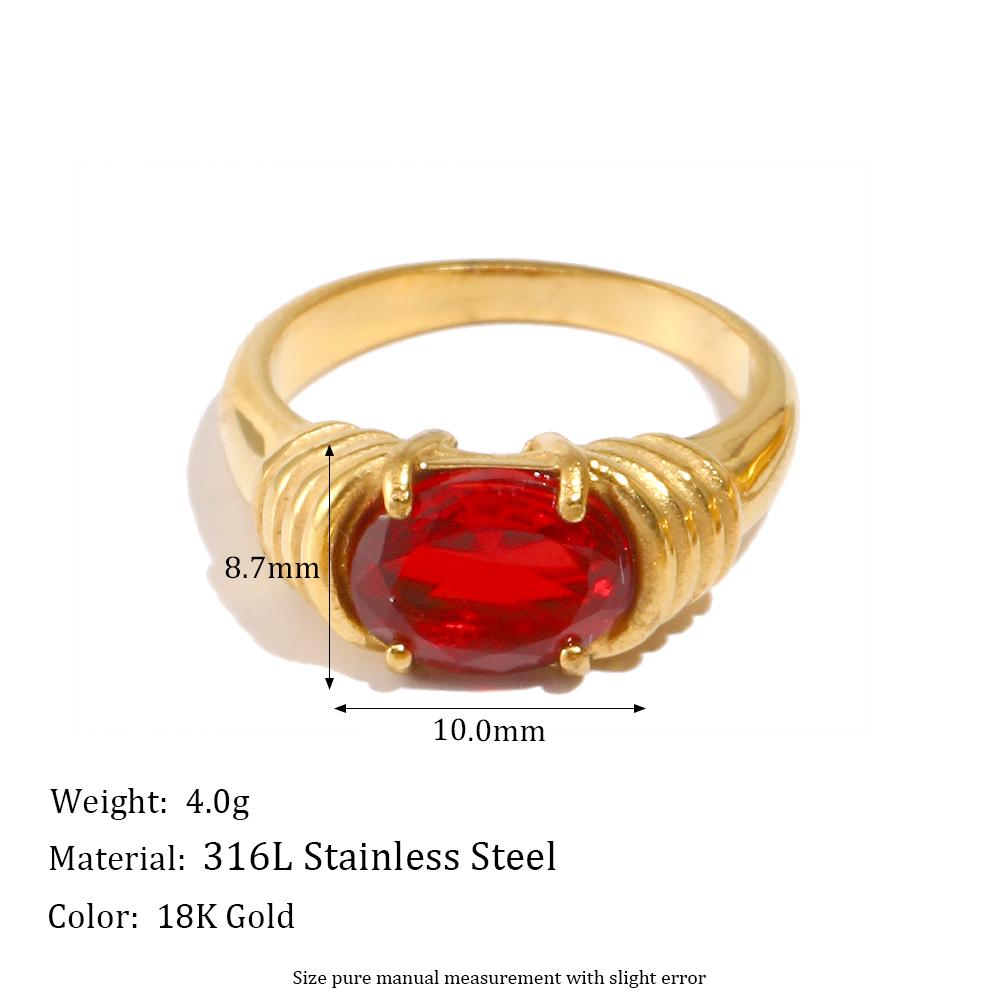 E.B.belle Strong Prong Setting Oval Cutt 3A Zircon Shiny Green Red Stone Ring Stainless Steel 18K Gold Plated Rings For Women 6
E.B.belle Strong Prong Setting Oval Cutt 3A Zircon Shiny Green Red Stone Ring Stainless Steel 18K Gold Plated Rings For Women 6