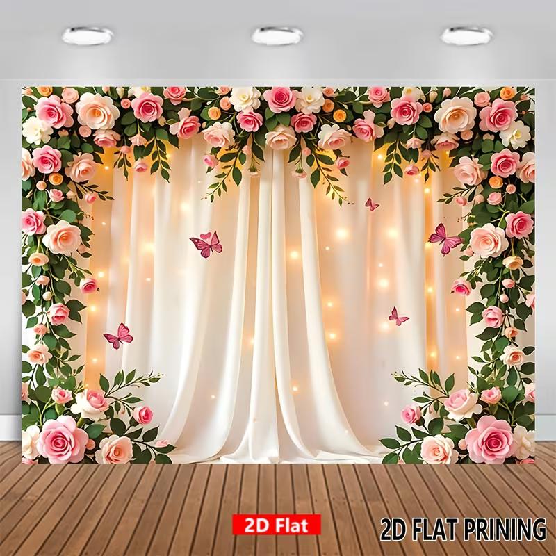 2D Pink Rose & Butterfly on Sheer Curtain Backdrop, Background Cloth for Wedding, Birthday & Events 47.2x31.5inch/120*80cm
2D Pink Rose & Butterfly on Sheer Curtain Backdrop, Background Cloth for Wedding, Birthday & Events 47.2x31.5inch/120*80cm