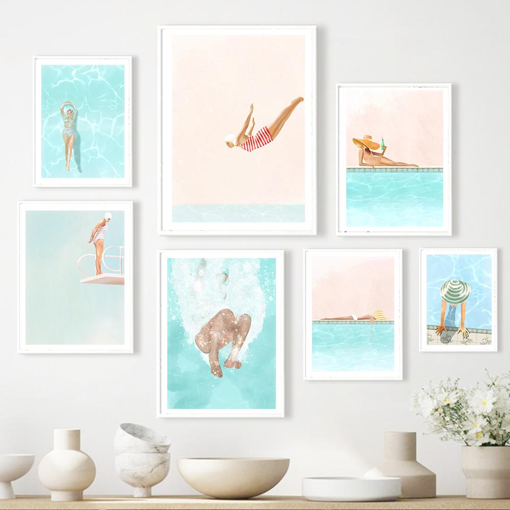 Retro Woman Diving Posters Swimming Pool Canvas Painting Girl Diver Coastal Summer Wall Art Pictures for Living Room Home Decor 21x30cm No Framed білий
Retro Woman Diving Posters Swimming Pool Canvas Painting Girl Diver Coastal Summer Wall Art Pictures for Living Room Home Decor 21x30cm No Framed білий
