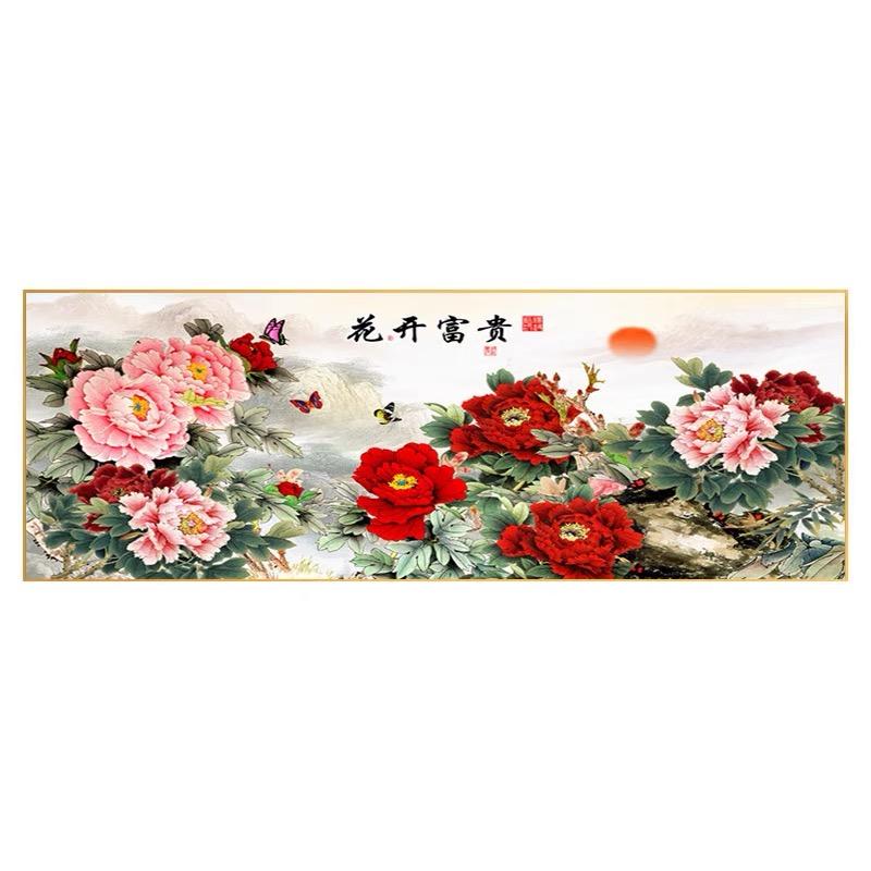 5D алмазная картина, полная бриллиантов, гостиная, простая современная, цветущий пион для процветания, вышивка крестом с бриллиантами, мозаика алмазная вышивка 100-50CM белый