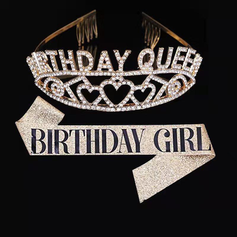 ДЕВУШКА НА ДЕНЬ РОЖДЕНИЯ Королева Любовь День рождения Корона Церемония Пояс Лента Плечевой Ремень Вечеринка