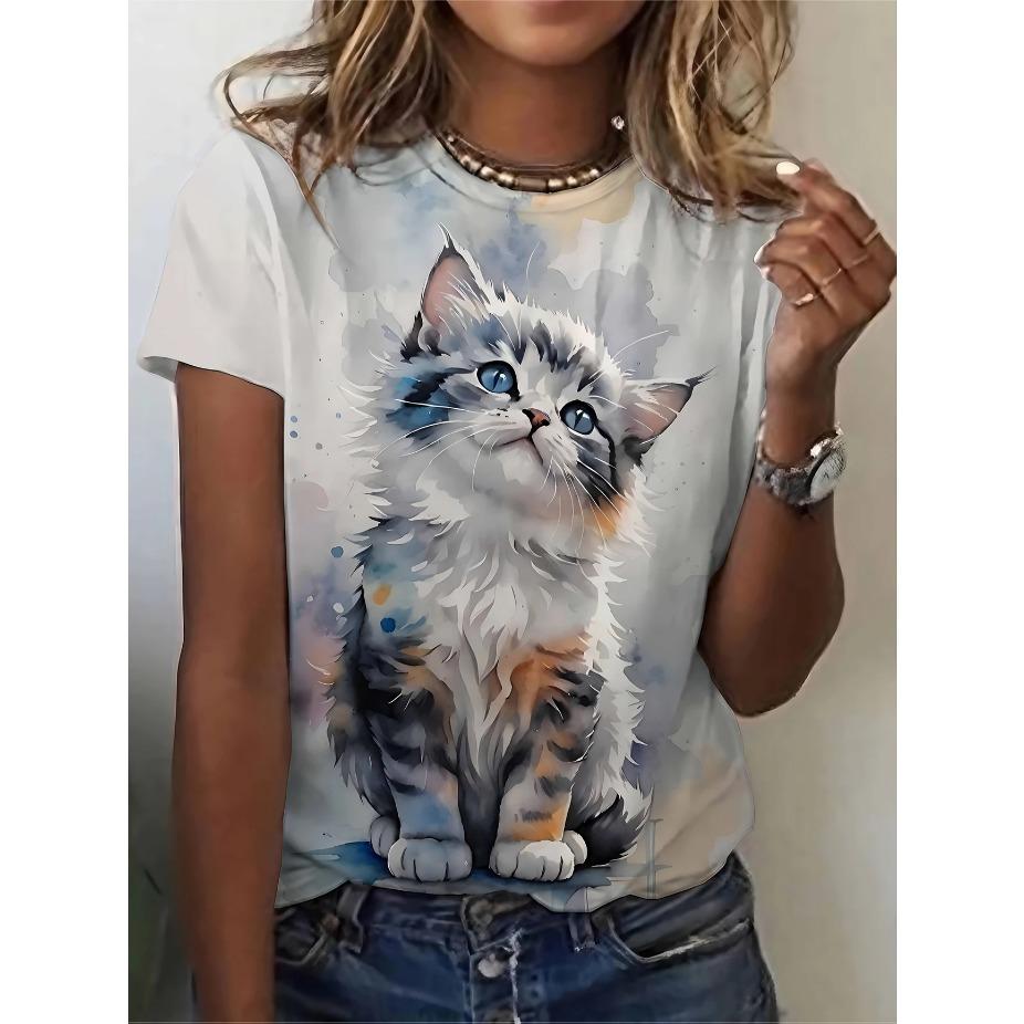 Women s Light Yellow Cartoon Cat Print T-Shirt - Two-Cat Design, Relaxed Fit Crew Neck Short Sleeve Tee for Casual Casual Attire, Cat Tshirt 6XL
Women s Light Yellow Cartoon Cat Print T-Shirt - Two-Cat Design, Relaxed Fit Crew Neck Short Sleeve Tee for Casual Casual Attire, Cat Tshirt 6XL