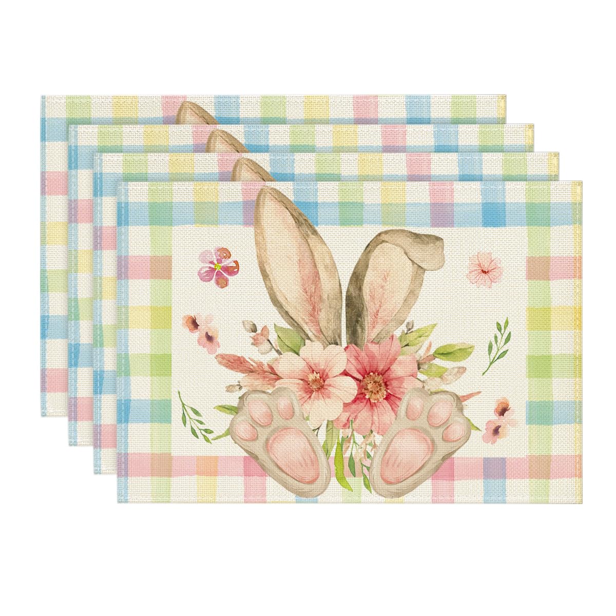 Buffalo Plaid Bunny Ear Foot Flower Easter Placemats Set of 4, 12x18 Inch Seasonal Spring Table Mats for Party Kitchen Dining Decoration 12 x 18 , Rectangular 4 Pcs
Buffalo Plaid Bunny Ear Foot Flower Easter Placemats Set of 4, 12x18 Inch Seasonal Spring Table Mats for Party Kitchen Dining Decoration 12 x 18 , Rectangular 4 Pcs