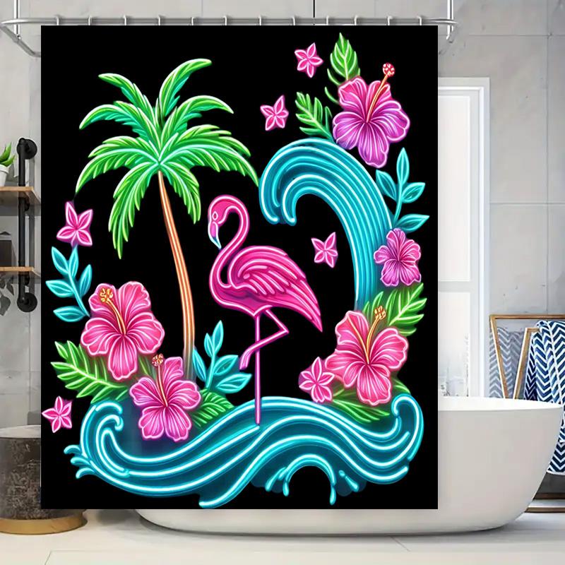 Neon Palm Tree Flamingo Shower Curtain Bright Pink Flowers Waterproof Bath Decorative Printing Fabric Shampoo Bag For Bathroom H W60H190(CM)-1 Pcs
Neon Palm Tree Flamingo Shower Curtain Bright Pink Flowers Waterproof Bath Decorative Printing Fabric Shampoo Bag For Bathroom H W60H190(CM)-1 Pcs
