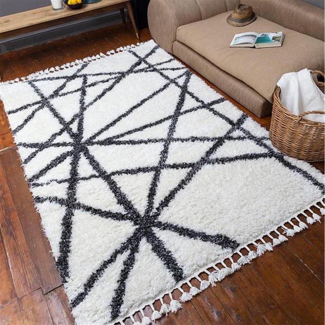 Koza Carpet Shaggy White Антрацитовый полосатый ковер Machine 120x180 см 
Koza Carpet Shaggy White Антрацитовый полосатый ковер Machine 120x180 см
