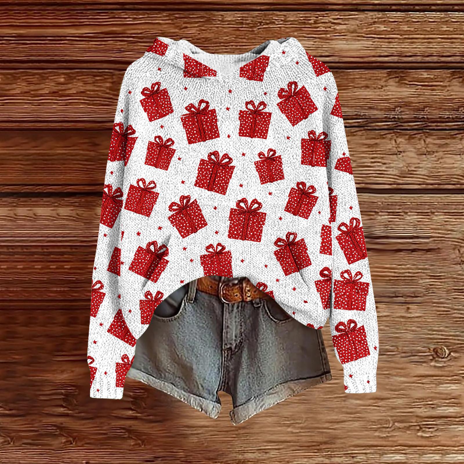 Женский модный повседневный трикотажный худи с длинным рукавом и рождественским принтом XXL красный
Женский модный повседневный трикотажный худи с длинным рукавом и рождественским принтом XXL красный