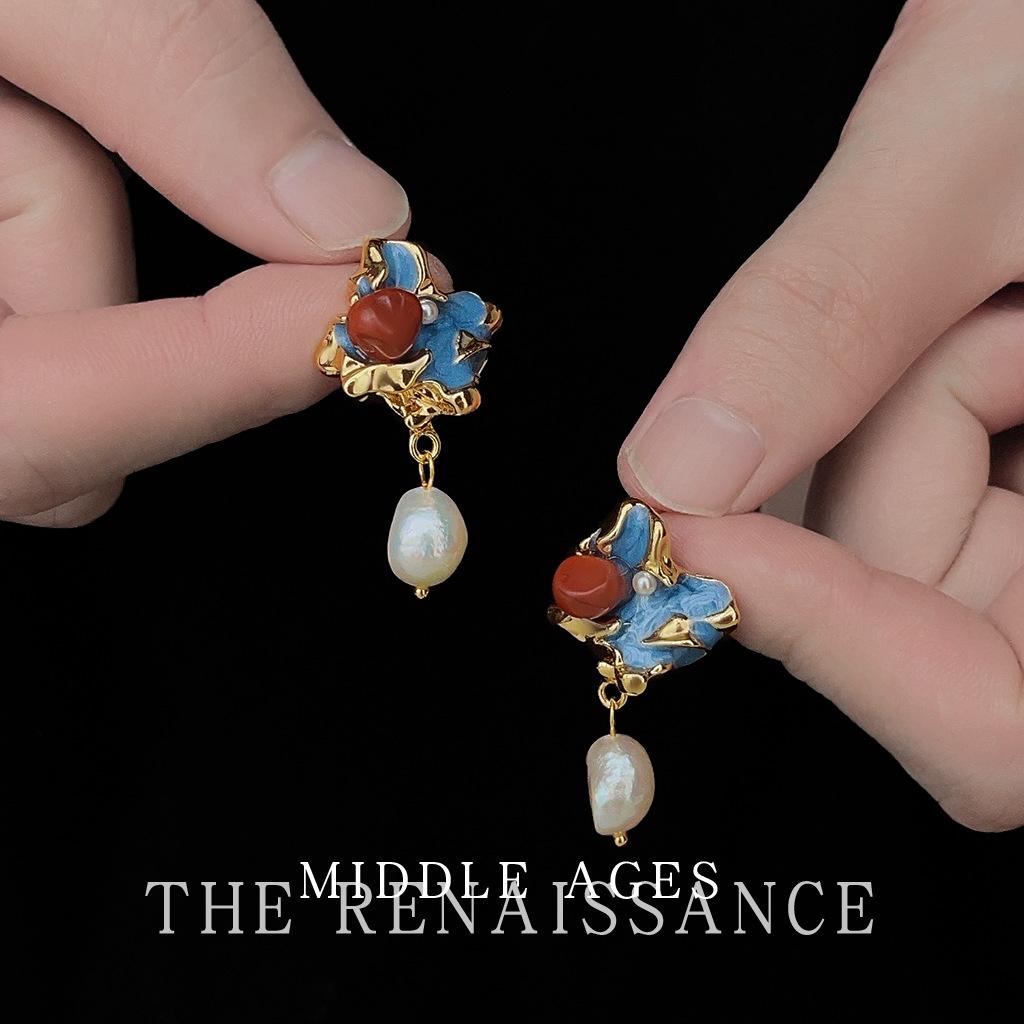 Picasso~ Medieval enamel color drip oil freshwater pearl earrings retro literary court style ear jewelry
Picasso~ Medieval enamel color drip oil freshwater pearl earrings retro literary court style ear jewelry