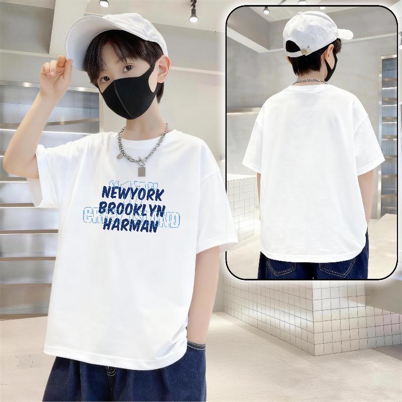 Boys Trendy Short Sleeve Letter Print Cotton T-shirt - Summer Loose Fit 120 (40-50 lbs)
Boys Trendy Short Sleeve Letter Print Cotton T-shirt - Summer Loose Fit 120 (40-50 lbs)