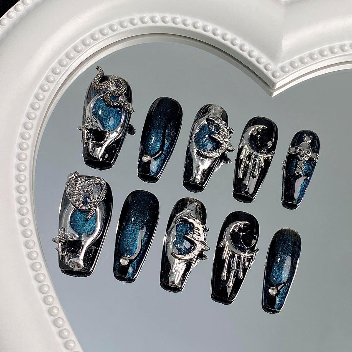 Y2K Cyberpunk Blue Cat Eye Dark Spicy Girl Nails - Handmade, Wearable, Removable SJ0369 Island-XS
Y2K Cyberpunk Blue Cat Eye Dark Spicy Girl Nails - Handmade, Wearable, Removable SJ0369 Island-XS