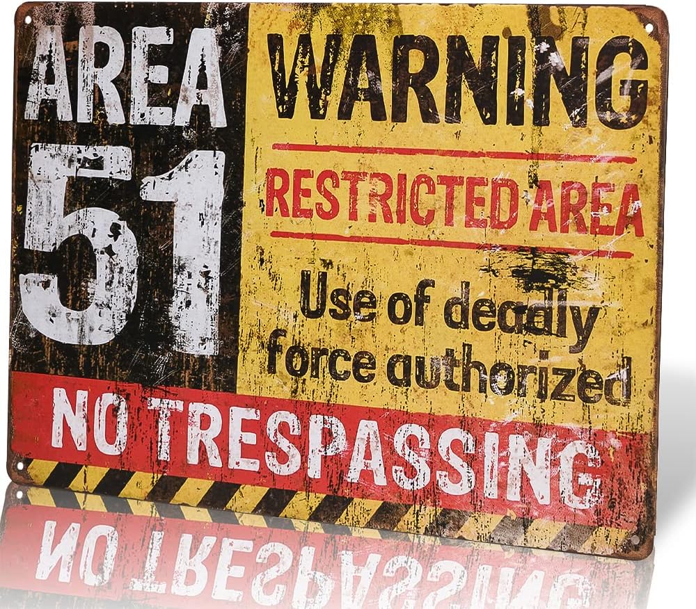 dingleieverFunny outdoor decor poster Area 51 No Trespassing Military Vintage Metal Yard Signaluminum sign aluminum 20x30cm
dingleieverFunny outdoor decor poster Area 51 No Trespassing Military Vintage Metal Yard Signaluminum sign aluminum 20x30cm
