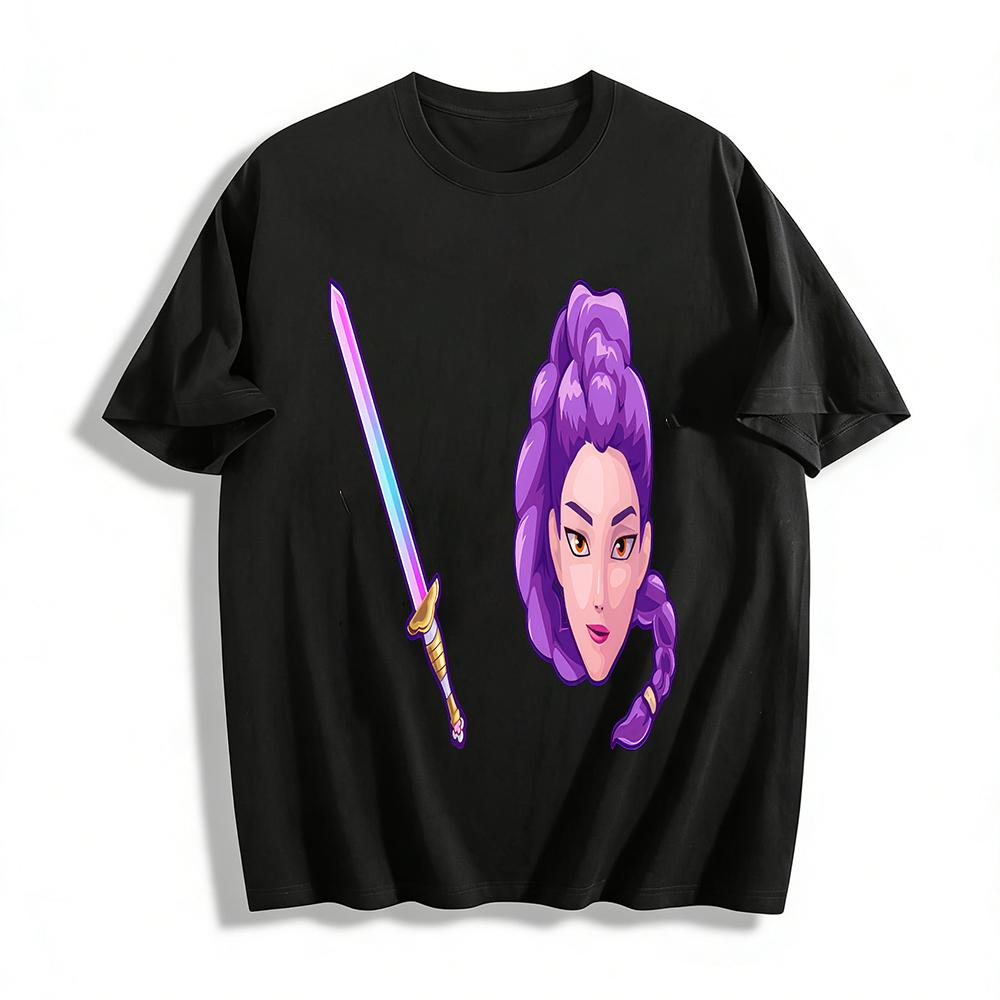 Cool Purple Braid Swordswoman Print T-Shirt Trendy Anime Style Casual Top For Daily Wear Pure cotton T-shirt XXS
Cool Purple Braid Swordswoman Print T-Shirt Trendy Anime Style Casual Top For Daily Wear Pure cotton T-shirt XXS