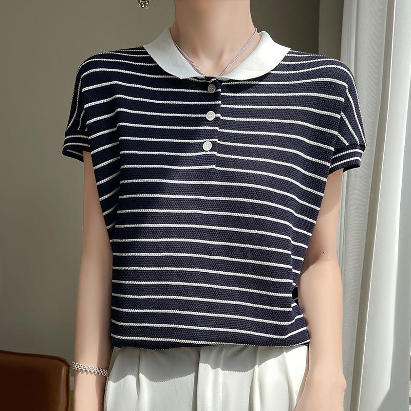 Женская летняя футболка из тенселя с цветными блоками и полосками, с воротником поло XXL чёрный
Женская летняя футболка из тенселя с цветными блоками и полосками, с воротником поло XXL чёрный