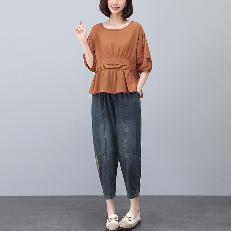 Women s Summer 2025 Casual Cotton Linen Two-Piece Set: Loose Fit Top & Nine-Point Pants for Middle-Aged Moms L
Women s Summer 2025 Casual Cotton Linen Two-Piece Set: Loose Fit Top & Nine-Point Pants for Middle-Aged Moms L