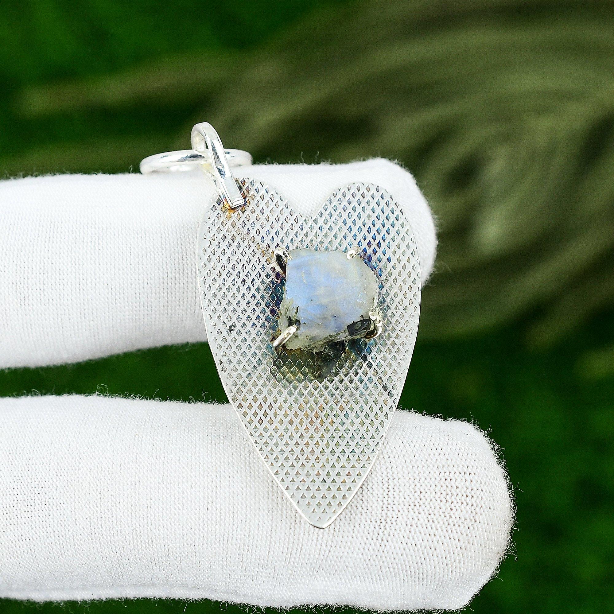 Sterling Silver Rainbow Moonstone Rough Gemstone Elegant Unique Pendant Jewelry
Sterling Silver Rainbow Moonstone Rough Gemstone Elegant Unique Pendant Jewelry