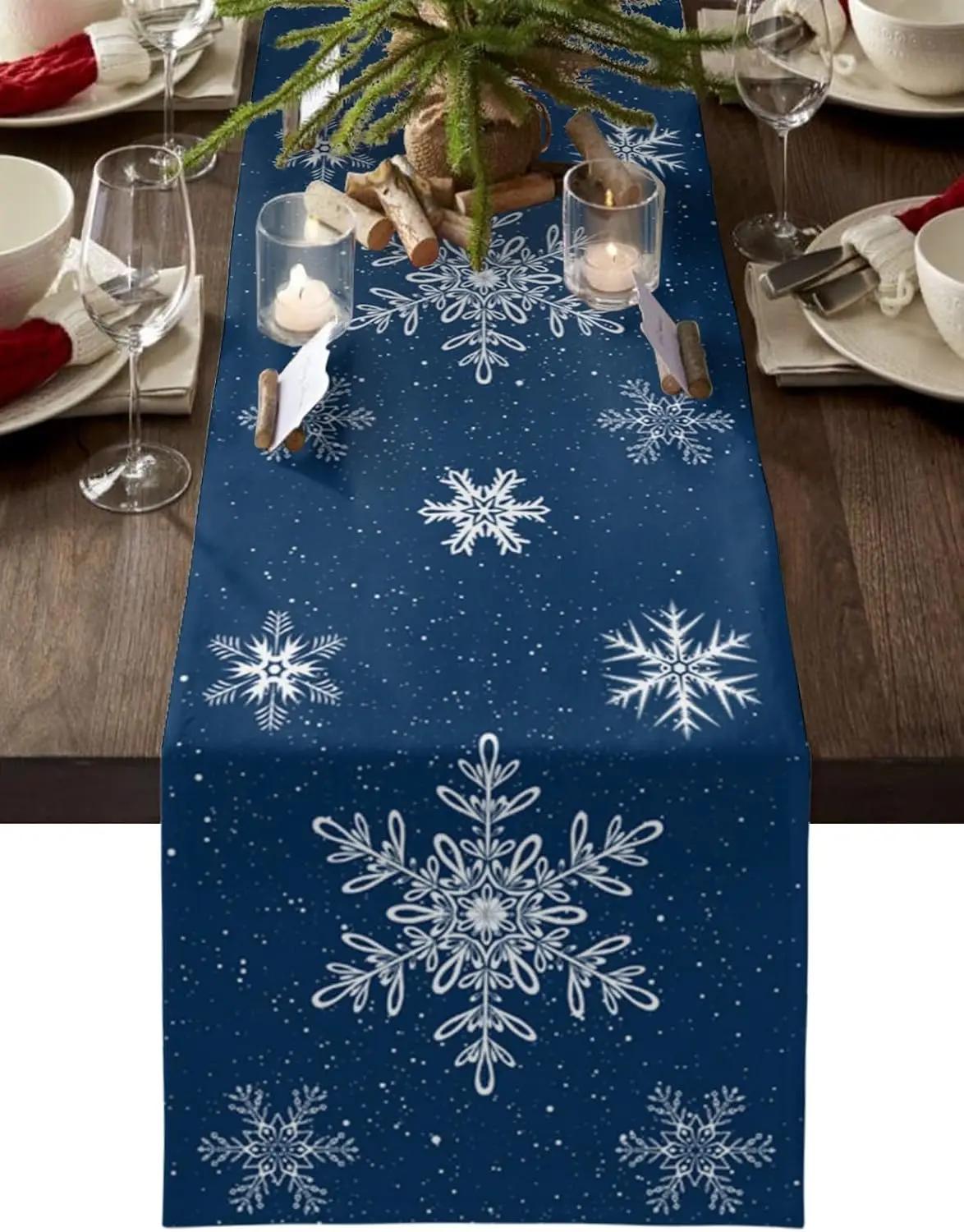 Christmas Snowflakes Navy Blue Linen Table Runner for Table Decor Winter Xmas Kitchen Dining Table Runners Christmas Decorations 150x33cm 59x13inch
Christmas Snowflakes Navy Blue Linen Table Runner for Table Decor Winter Xmas Kitchen Dining Table Runners Christmas Decorations 150x33cm 59x13inch
