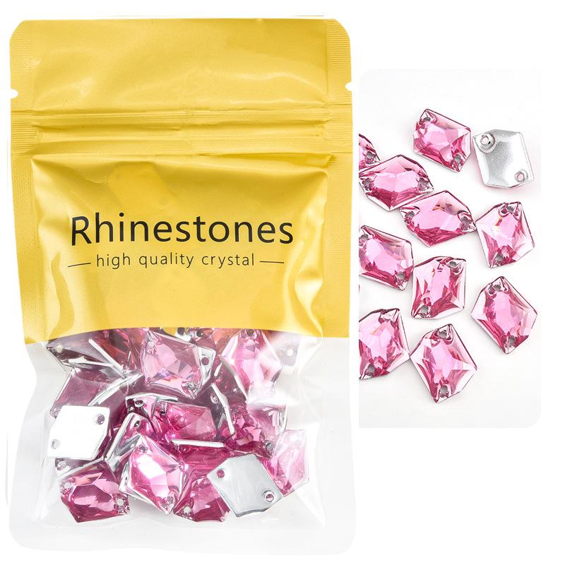 Смола Плоское Дно Двойное Отверстие Ручной Шов Дрель, Специальной Формы Плоская Пряжка Ручной Шов Камень, Посеребренное Дно Аксессуары для Ювелирных Изделий из Страз Сделай Сам 11x14mm 100pcs/bag